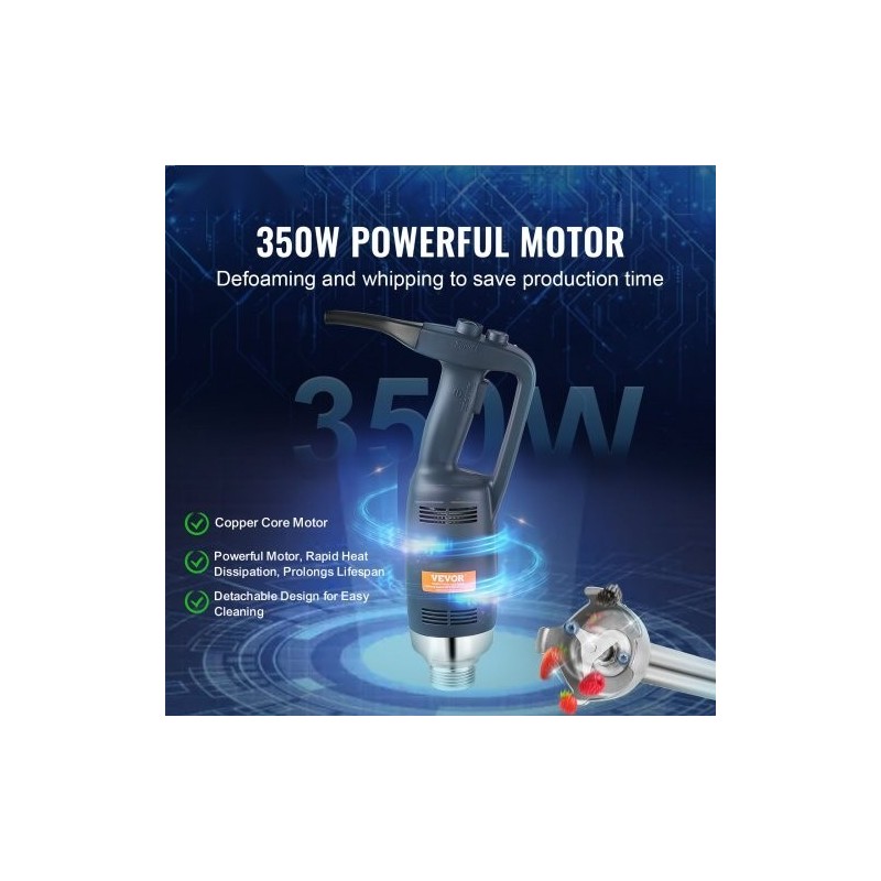 Upposekoitin 350W 20-tuumainen sekoitusvarsi ruostumattomasta teräksestä portaaton nopeudensäätö ammattikäyttöön