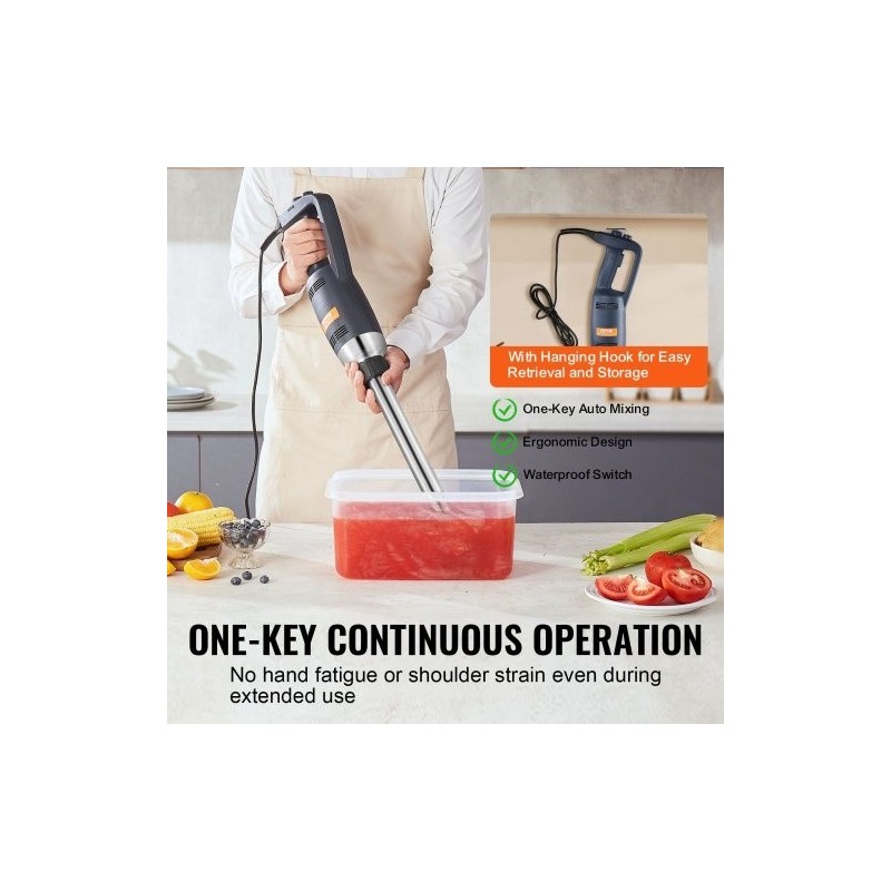 Upposekoitin 350W 20-tuumainen sekoitusvarsi ruostumattomasta teräksestä portaaton nopeudensäätö ammattikäyttöön