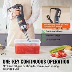 Sauvasekoitin ammattikeittiöön 350 watin moottori portaaton nopeudensäätö 12 tuuman sekoitusvarsi ruostumaton teräs