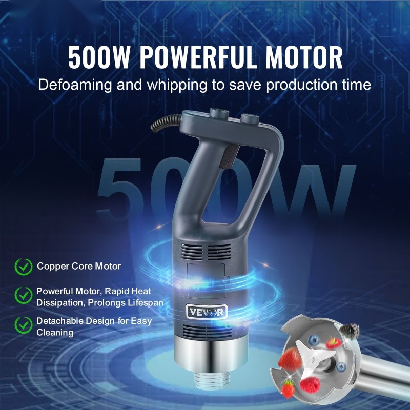 Sauvasekoitin 500 wattia ruostumatonta terästä 16 tuuman varrella ammattikeittiöön