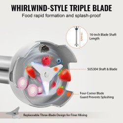 Sauvasekoitin 500 wattia ruostumatonta terästä 16 tuuman varrella ammattikeittiöön