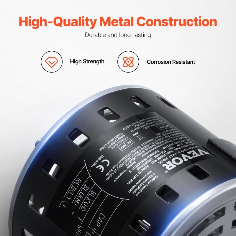 Puhallinmoottori metallirunko 1/3 HP 220V 3-nopeuksinen 10x20 mm akseli mukana kondensaattori