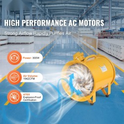 Siirrettävä kanavapuhallin 254 mm 300 W teräsrunkoinen savun ja pölyn poistoon