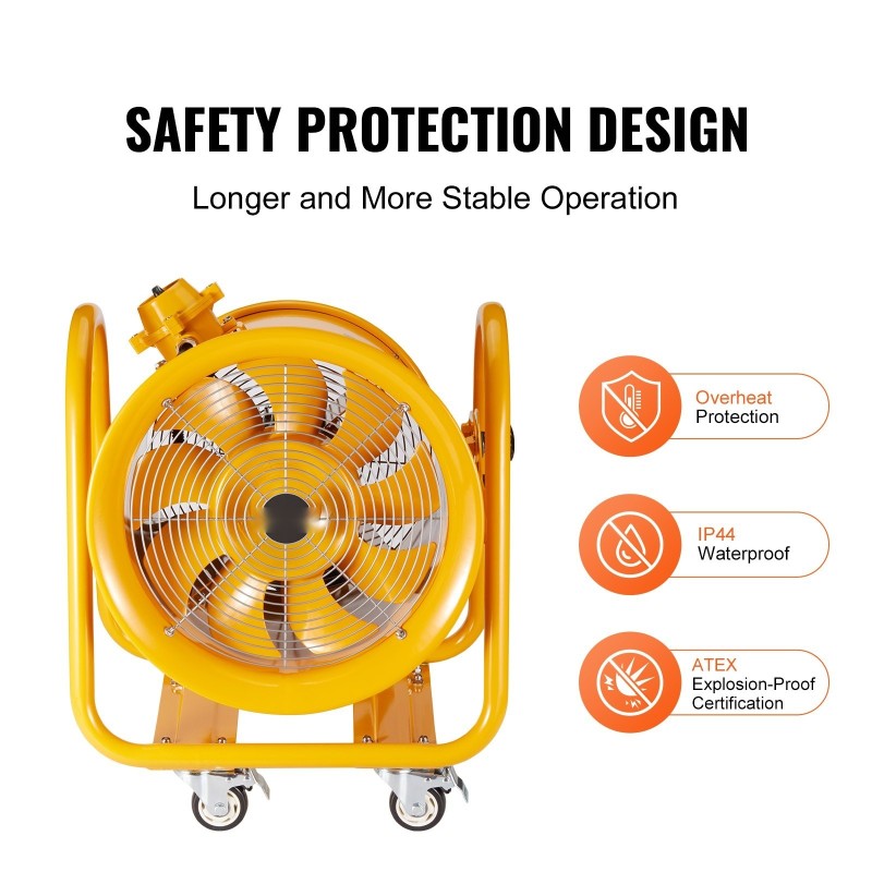 Siirrettävä kanavapuhallin teräsrunkoinen 406 millimetriä kantokahvalla työtiloihin