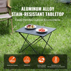 Taitettava retkipöytä alumiiniseoksesta valmistettu 565x460x405 mm musta kantolaukulla