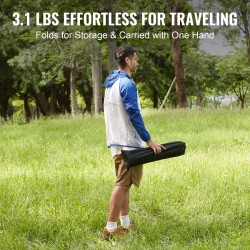 Taitettava retkipöytä alumiiniseoksesta valmistettu 565x460x405 mm musta kantolaukulla