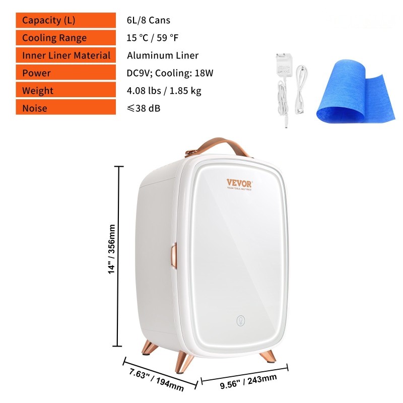 Minijääkaappi 6 l 8 tölkkiä USB virtajohto ja verkkovirtakäyttö valkoinen