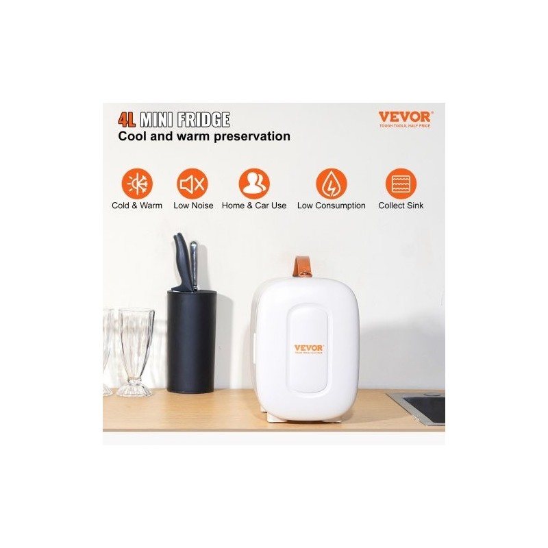 Minijääkaappi 4 L 6 purkkia alumiinisisävuoraus viilennys ja lämmitys USB ja verkkovirtainen