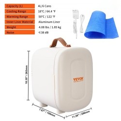 Minijääkaappi 4 L 6 purkkia alumiinisisävuoraus viilennys ja lämmitys USB ja verkkovirtainen