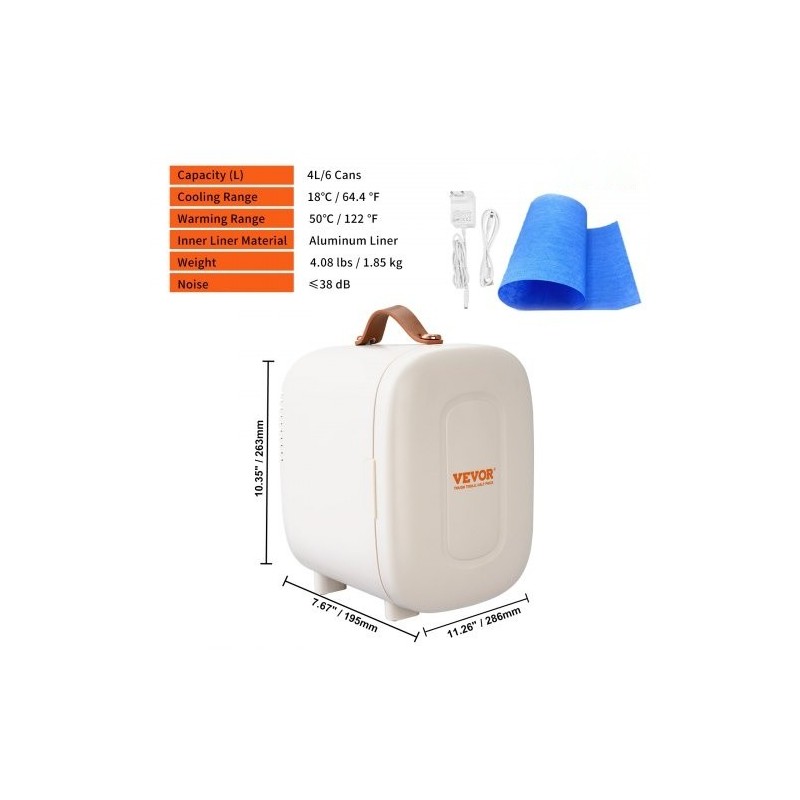Minijääkaappi 4 L 6 purkkia alumiinisisävuoraus viilennys ja lämmitys USB ja verkkovirtainen