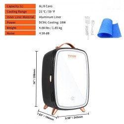 Pieni jääkaappi kuuden litran kahdeksalle tölkille termoelektrinen jäähdytys ja lämmitys