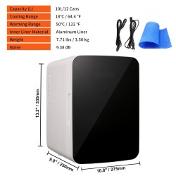 Minijääkaappi 10 l 12 tölkkiä jäähdytys ja lämmitys verkkovirta autoliitäntä