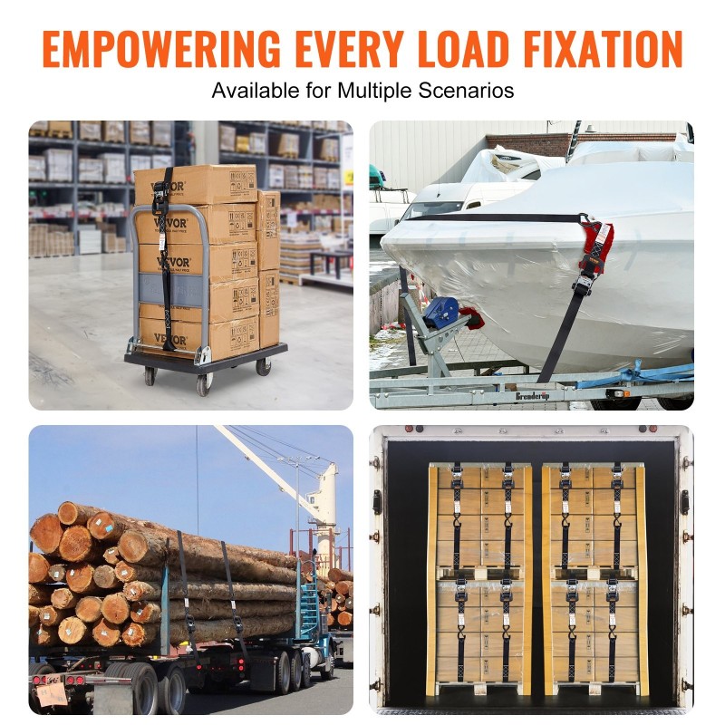 Kuormansidontaliinat polyesteri leveys 40 mm pituus 2,4 m 4 kappaletta pehmustetut kahvat