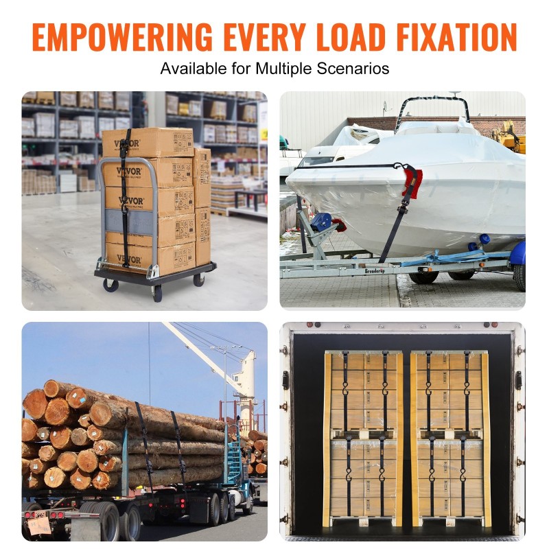 Räikkäkuormaliinat polyesteri 25 mm 4,6 m 4 kappaletta murtolujuus 998 kg