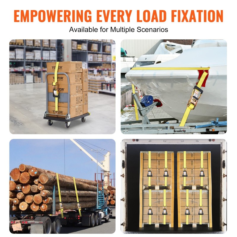 Räikkäkiristysliinat 4 kpl polyesteri 50 mm 4,6 m 2268 kg murtolujuus