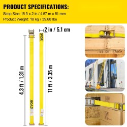 Kiristysliinasarja E-kiskoihin 18 kpl polyesteriliinoja 4,57 m ja 5 cm räikillä jousilukituksilla