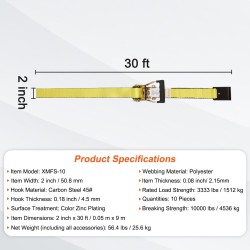 Kuormaliinat polyesteri 50,8 mm 9 m 10 kpl murtolujuus 4536 kg