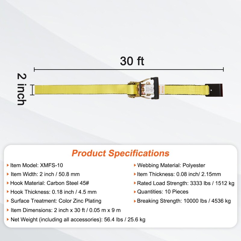 Kuormaliinat polyesteri 50,8 mm 9 m 10 kpl murtolujuus 4536 kg