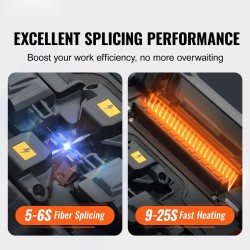 Kuituhitsauslaite 6 moottoria ydinkohdistus 10,16 cm digitaalinen näyttö automaattitarkenteinen kuitupidin