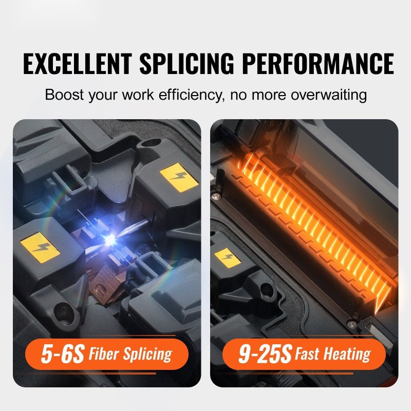 Kuituhitsauslaite 6 moottoria ydinkohdistus 10,16 cm digitaalinen näyttö automaattitarkenteinen kuitupidin