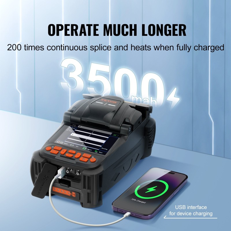 Kuituhitsauslaite 6 moottoria ydinkohdistus 10,16 cm digitaalinen näyttö automaattitarkenteinen kuitupidin