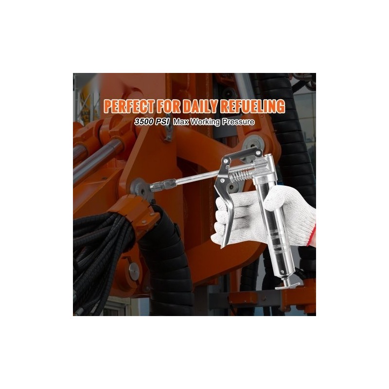 Pistoolikahvainen rasvaprässi hiiliteräs alumiiniseos 120 cm3 korkeapaineinen joustavalla letkulla