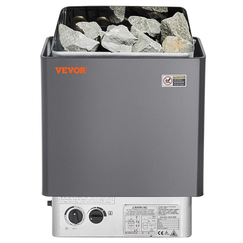 Sähkökiuas 8 kW seinäasennettava ruostumaton teräs 8–12 m³ 3 h ajastin