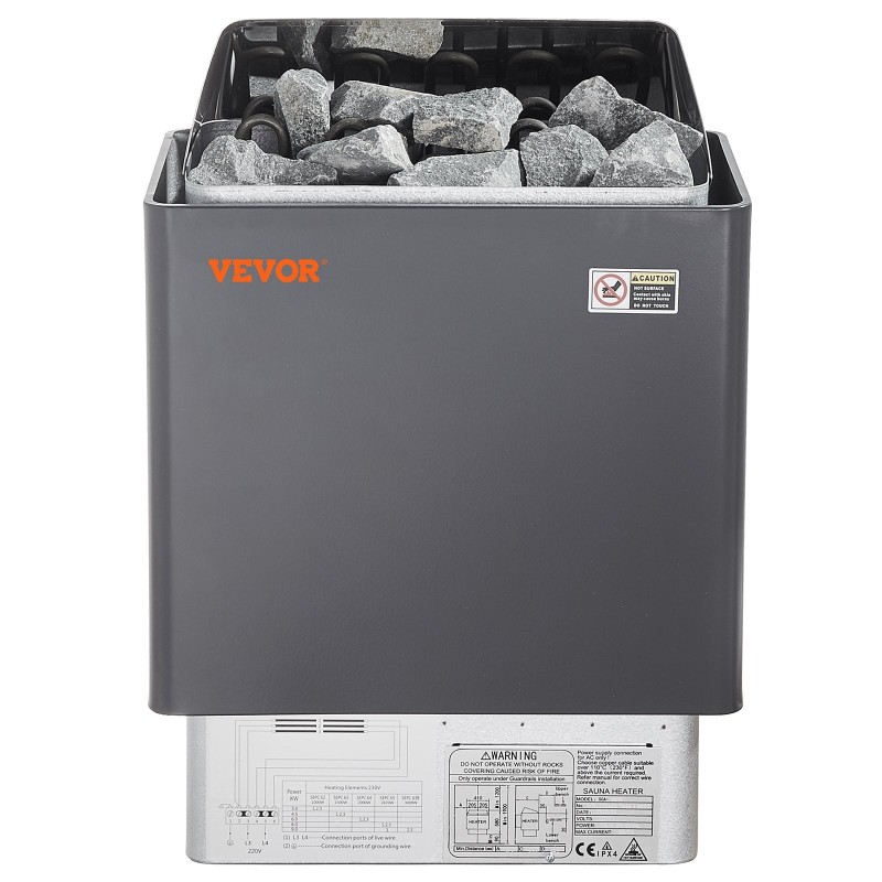 Sähkökiuas 6,2 kilowattia seinäkiinnitys 5–9 m³ saunahuoneisiin digitaalinen ohjain 3 tunnin ajastin