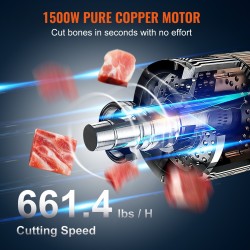 Sähköinen luusahakone 1500 W alumiiniseos ja ruostumaton teräs 4–200 mm