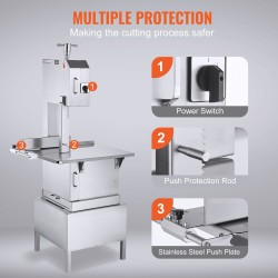 Sähköinen lihasaha 2200W alumiiniseosrunko ruostumaton teräs 4–220 mm leikkuupaksuus