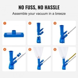 Käsikäyttöinen uima-altaan imuri alumiinivarsi 56 tuuman kolmella harjalla keräyspussilla