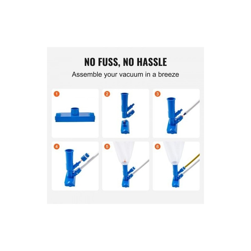 Käsikäyttöinen uima-altaan imuri alumiinivarsi 56 tuuman kolmella harjalla keräyspussilla