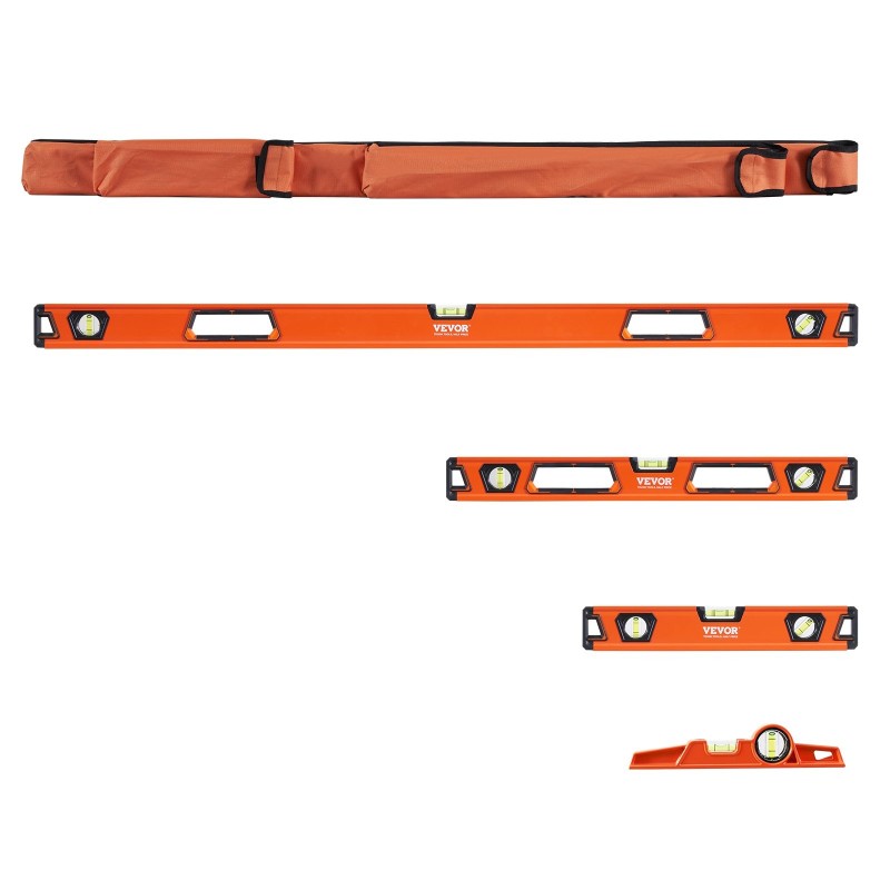 Vatupassisarja alumiiniseos magneettinen neliosainen kolme kuplaputkea iskunkestävä 48/24/16/10 tuumaa