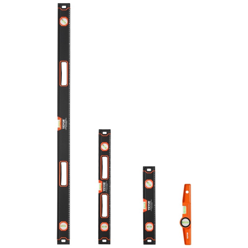 4-osainen alumiininen vatupassisarja 10/16/24/48 tuumaa fluoresoivilla kuplaputkilla