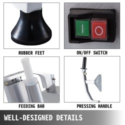 Sähköinen vihannesleikkuri 550 watin ruostumaton teräs ja valualumiiniseos kuusi leikkuulevyä