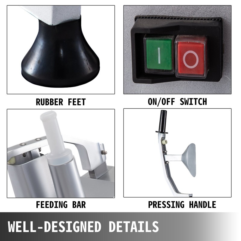 Sähköinen vihannesleikkuri 550 watin ruostumaton teräs ja valualumiiniseos kuusi leikkuulevyä