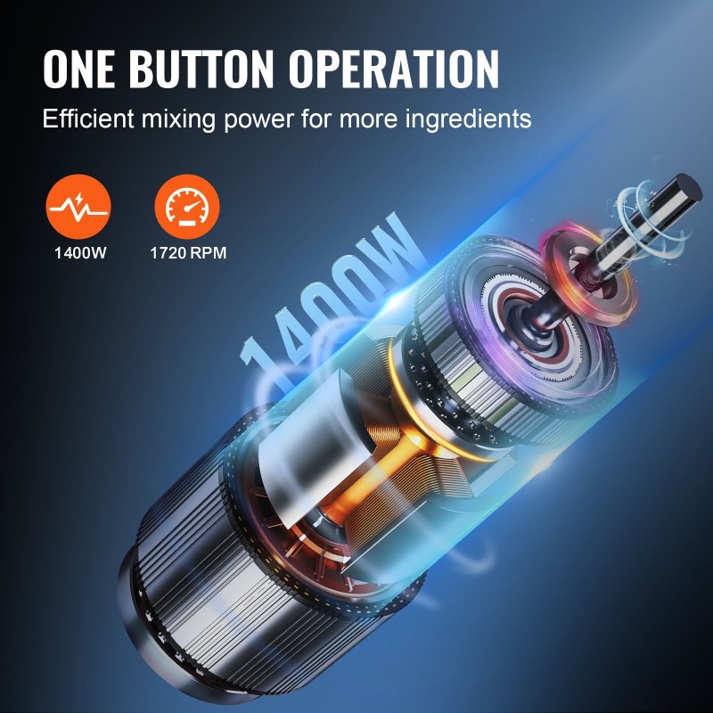 Ruoanvalmistuskone ja vihanneshakkuri 16QT 1400W 304-ruostumattomasta teräksestä valmistettu S-muotoisilla terillä