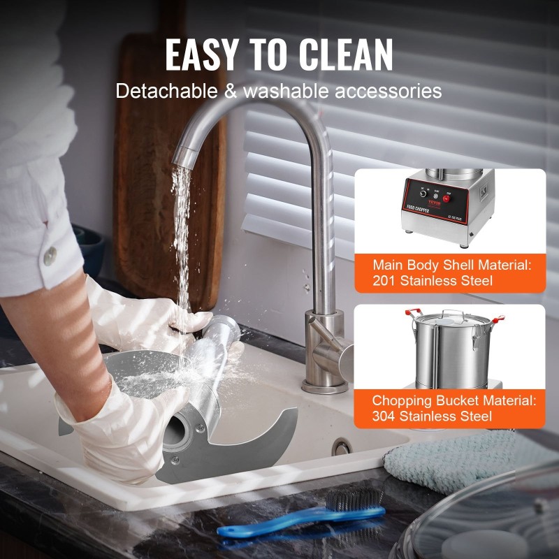 Ruoanvalmistuskone ja vihanneshakkuri 16QT 1400W 304-ruostumattomasta teräksestä valmistettu S-muotoisilla terillä