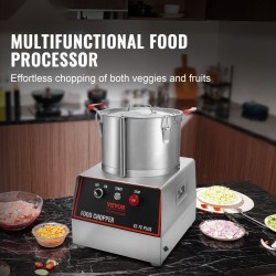 Monitoimikone vihanneksille ruostumatonta terästä 7QT-kulho 750W 2 S-muotoista terää