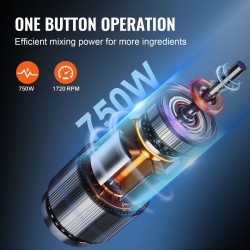 Monitoimikone vihanneksille ruostumatonta terästä 7QT-kulho 750W 2 S-muotoista terää