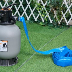 Huuhteluletku PVC-muovinen 2-tuumainen 15,24 m uima-altaan jäteveden poistoon ruostumattomilla kiristimillä