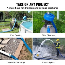 Altaiden huuhteluletku PVC-muovi 2 tuuman 15,24 m yhteensopiva 1,5 tuuman putkille