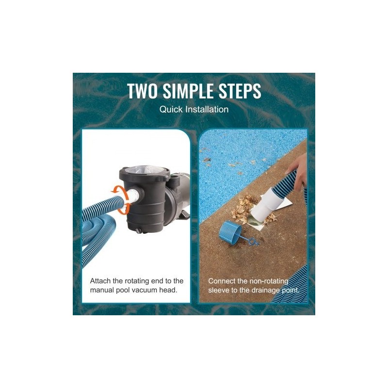 Allasimuriletku 38 millimetrin halkaisija 9,1 metrin pituus tyhjennykseen ja imurointiin