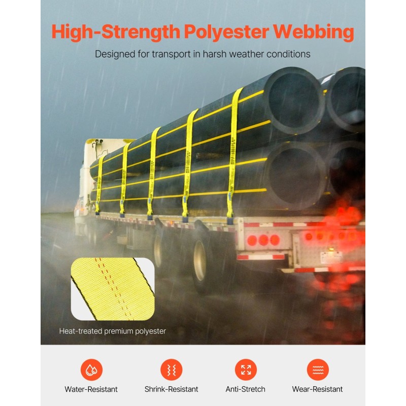 Vinssihihnat polyesteri 10 kpl 10,2 cm 12,2 m 2,7 t tasakoukku