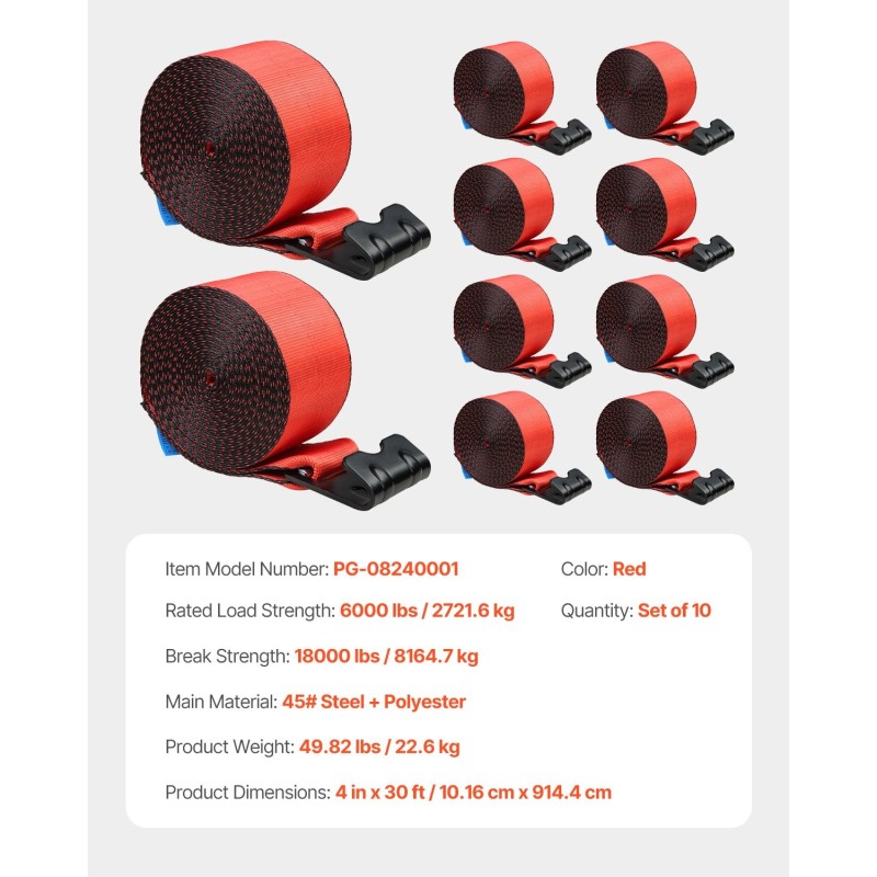 Vinssihihnat polyesteri 10 kpl 9,1 m 2,7 t työkuorma litteä koukku