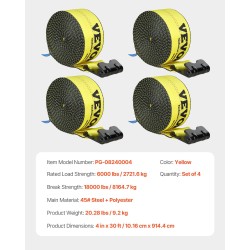 Vinssihihnat polyesteri 10,2 cm 9,1 m 2,7 t työkuorma 4 kpl