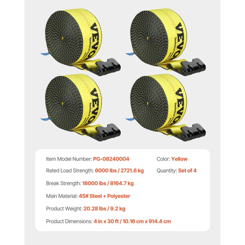 Vinssihihnat polyesteri 10,2 cm 9,1 m 2,7 t työkuorma 4 kpl