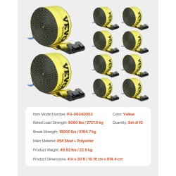 Vinssihihnat polyesteri 10,2 cm x 9,1 m työkuorma 2,7 t 10 kpl