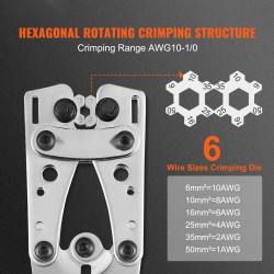 Puristuspihdisarja karkaistua terästä 6–50 mm² kaapeleille sisältää 48 kuparirengasta 100 kutistesukkaa