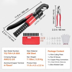 Hydraulinen kaapelikrimpperi 4–70 mm² 9 leukaparia kupari alumiini